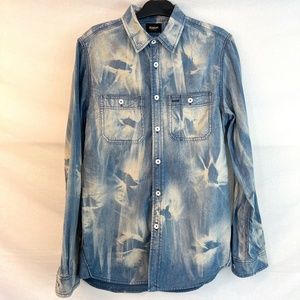 Hudson Jeans - Medium Button Down Shirt - Bleach/Tie Dye Denim - 80% OFF SALE!!!
